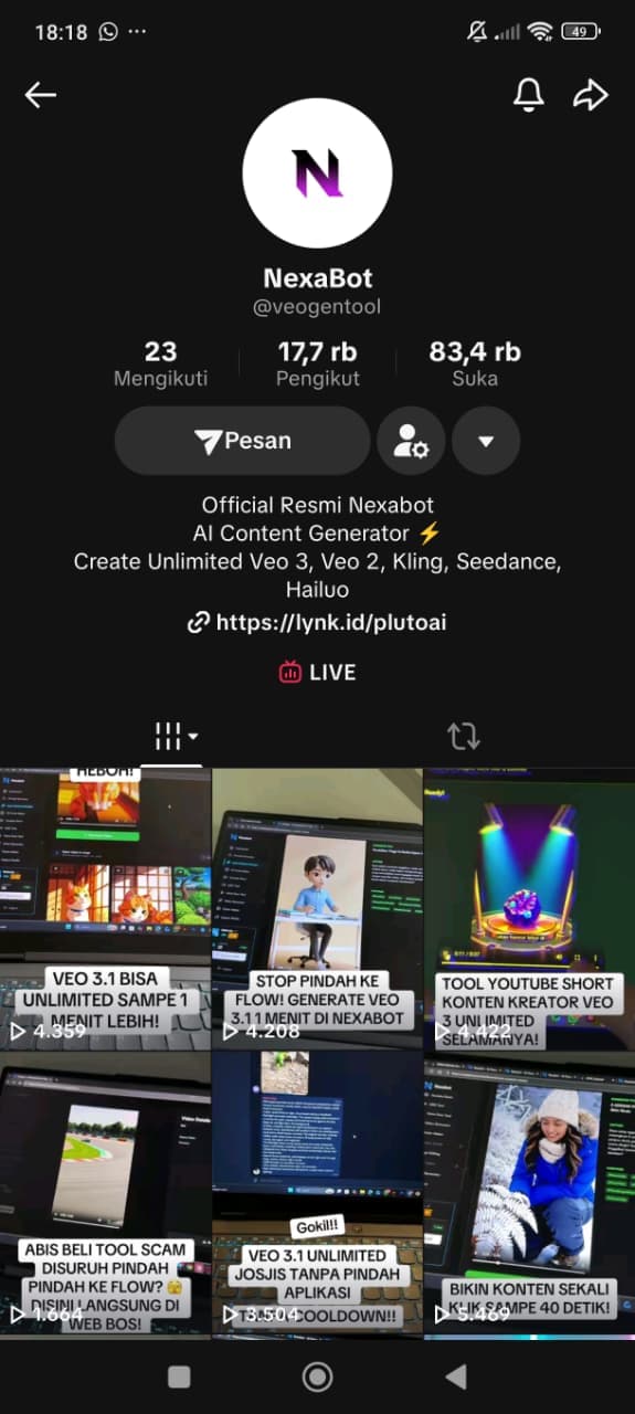Official TikTok Account Proof